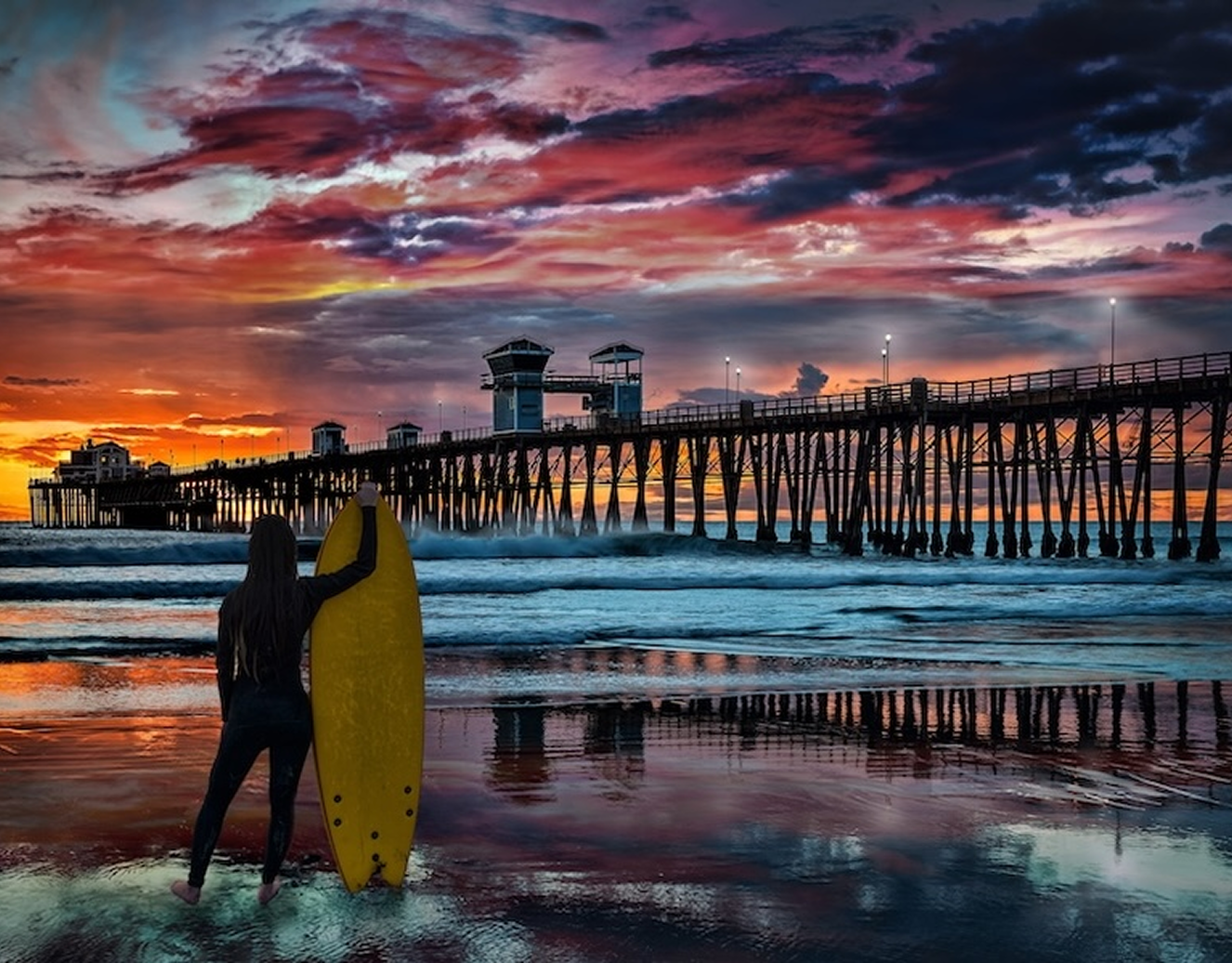 a woman ready to surf